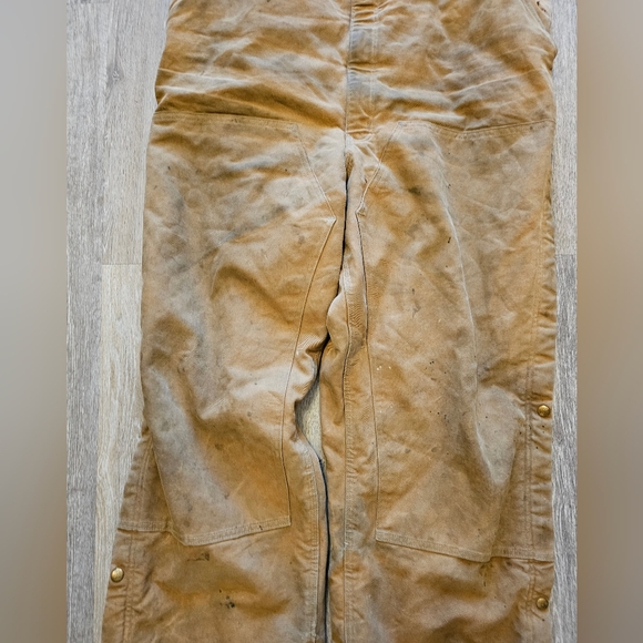 Carhartt Bibs khacki overalls brown work wear insulated - Picture 7 of 16